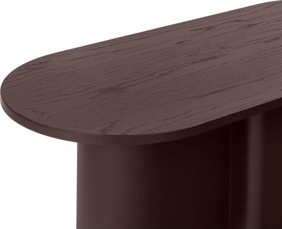Bordowy stolik z blatem w dekorze dębu 50x115 cm Looi – noo.ma