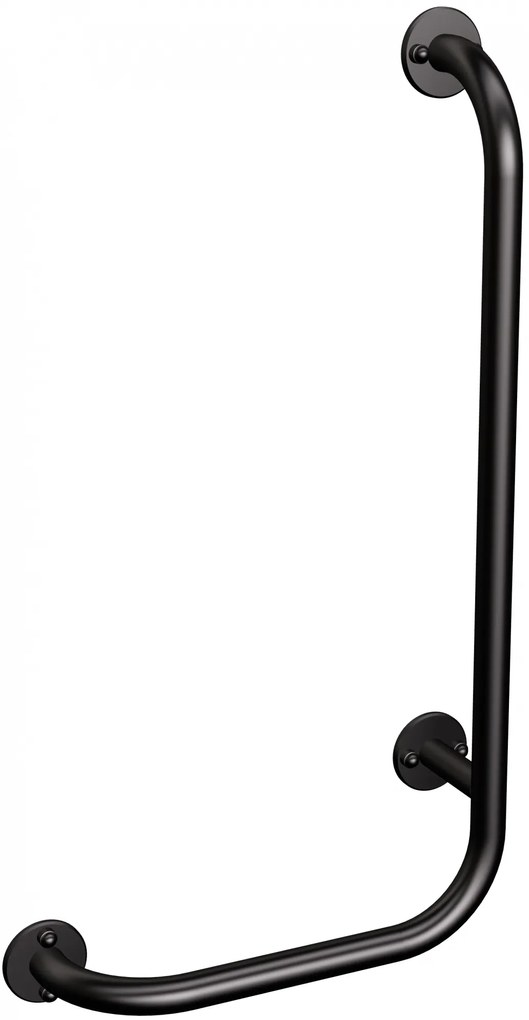 Uchwyt łazienkowy kątowy lewy czarny 60 x 30 cm