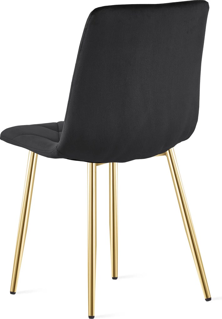 Czarne krzesło do kuchni LIBRA aksamitne ze złotymi nogami