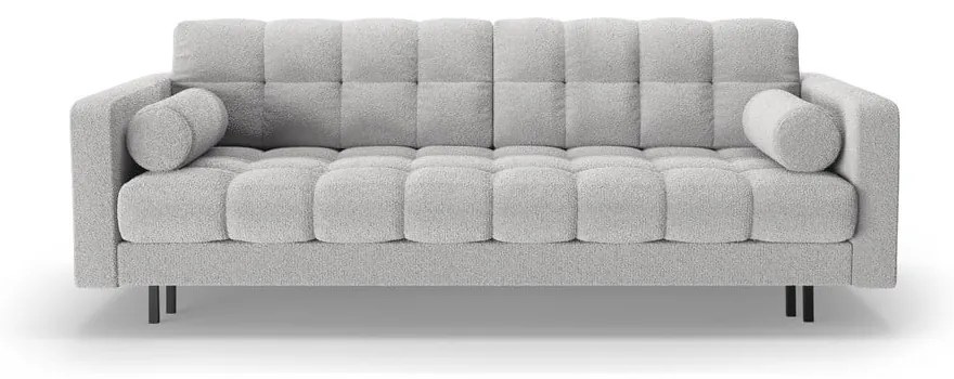 Jasnoszara rozkładana sofa ze schowkiem z materiału bouclé 222 cm Bali – Cosmopolitan Design