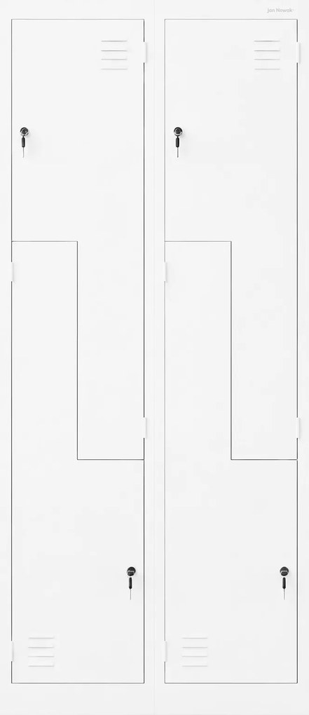 Szafa socjalna czterokomorowa typu L Julia, 80x45x185 cm, biała