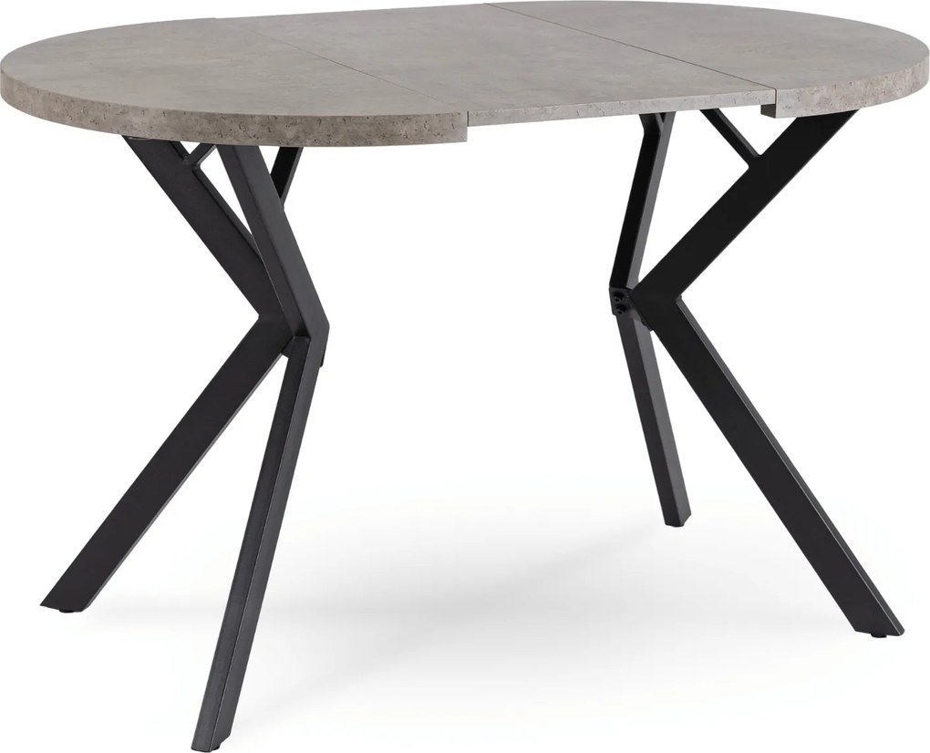 Rozkładany stół jadalniany okrągły Dorian 80-160 cm, beton/czarny