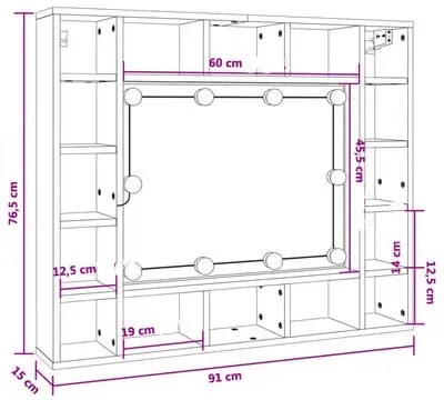 Toaletka z oświetleniem i przegródkami beton - Eda