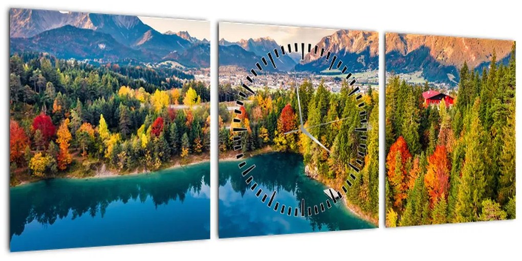 Obraz - Jezioro Urisee, Austria (z zegarem) (90x30 cm)