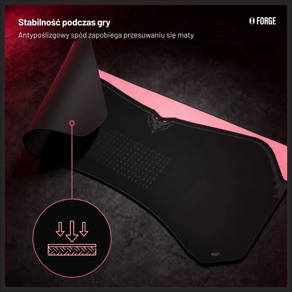 Podkładka ochronna na biurko Diablo X-Forge 140 cm, Black Akira Pink