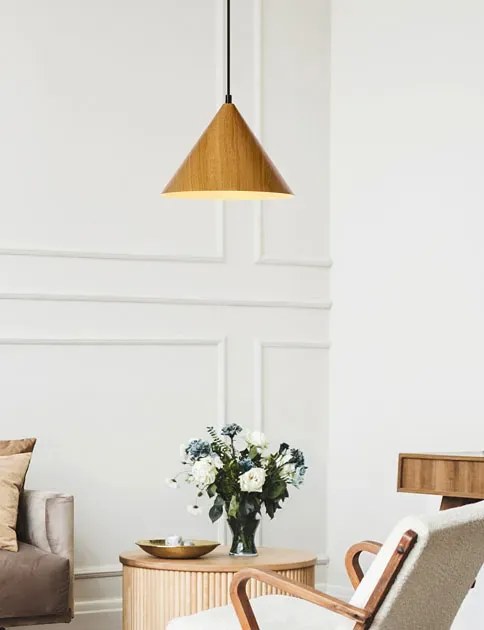 Lampa wisząca z kloszem imitującym drewno jasny dąb - 6X D281 Z2-L76