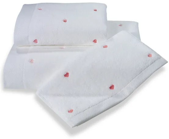 Mały ręcznik MICRO LOVE 30x50cm Biały / czerwone serduszka