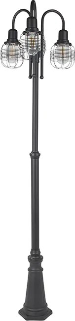 Rustykalna lampa zewnętrzna czarna 3-światłowa IP44 - Guardado