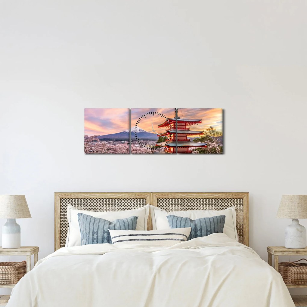 Obraz - Fudżi, Japonia (z zegarem) (90x30 cm)