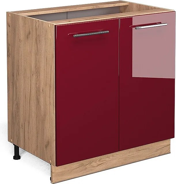 Szafki kuchenne bordowa czerwień wysoki połysk 80x51.6x82 fame-line