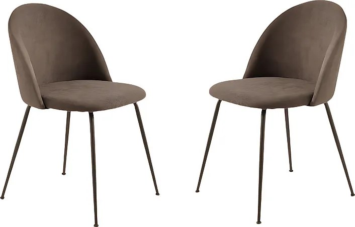 Zestaw 4 krzeseł z nowoczesnej brązowej tkaniny „Prince” z brązową tapicerką i nogami cm 50x52 81h