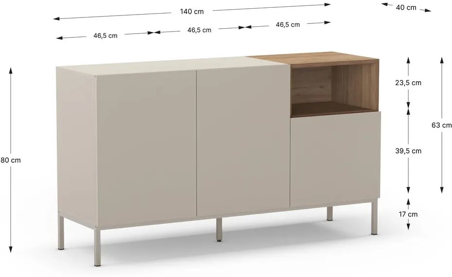 Kremowa komoda 140x80 cm Cailin – Marckeric