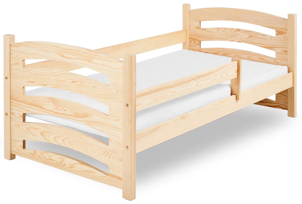 Łóżko dziecięce MELA 80 x 160 cm, sosna Stelaż: Ze stelażem listwowym rolowanym elastycznym, Materac: Bez materaca