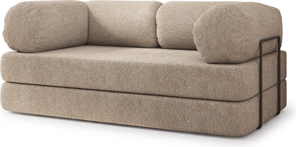 Masseno Sofa piankowa EIREN z funkcją spania, Kanapa z pianki do salonu, Bezmontażowa, Tkanina bucle – Beżowy QUELLE 05