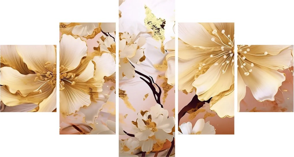 Obraz - Złote kwiaty (125x70 cm)