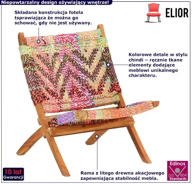 Składane krzesło w stylu chindi A7-H40