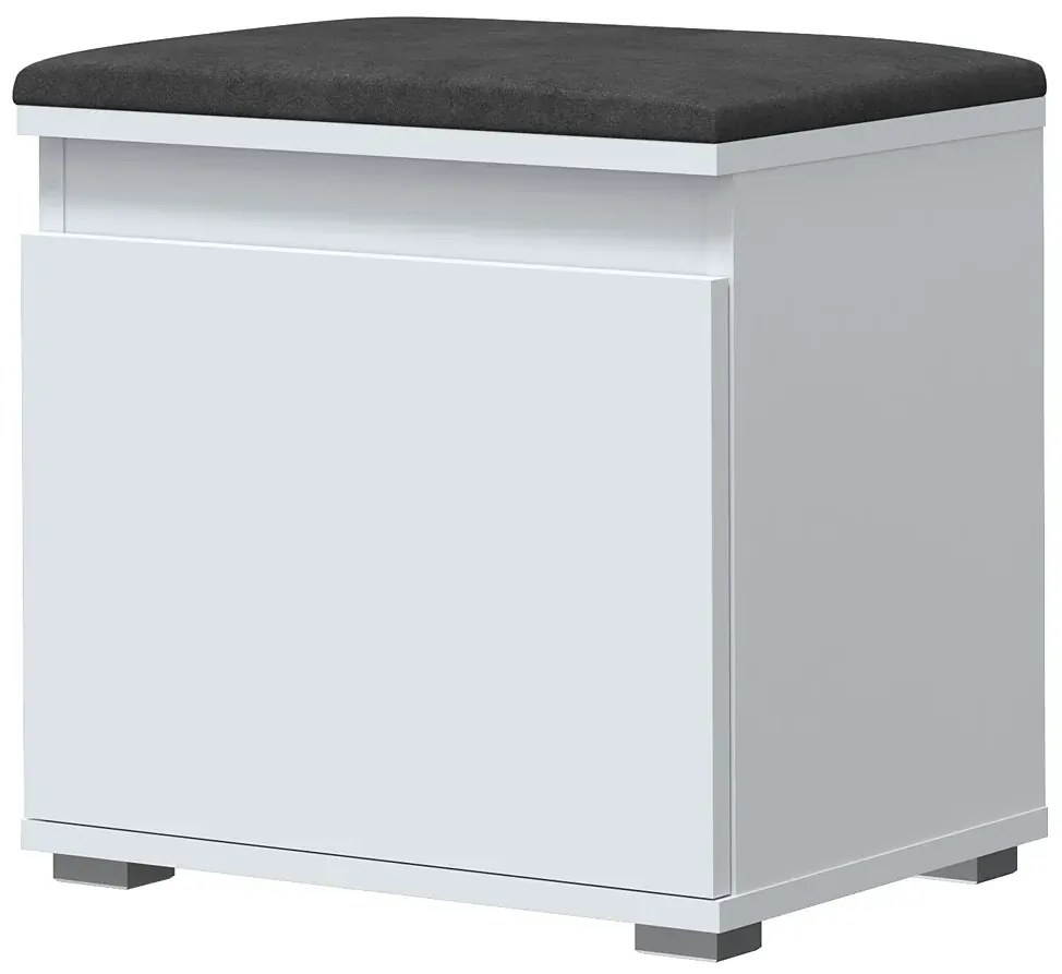 Szafka na buty z welurowym siedziskiem biały + szary C2-R64