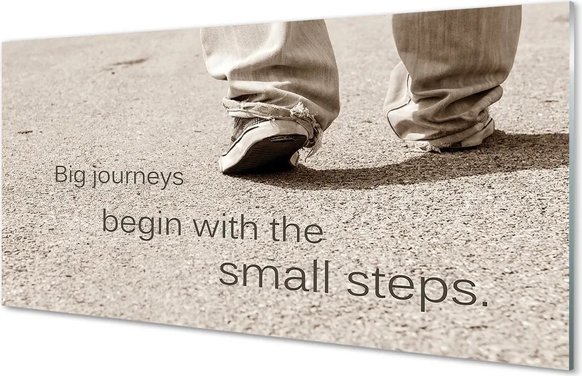 Szklany Panel Napis na Betonie i Buty