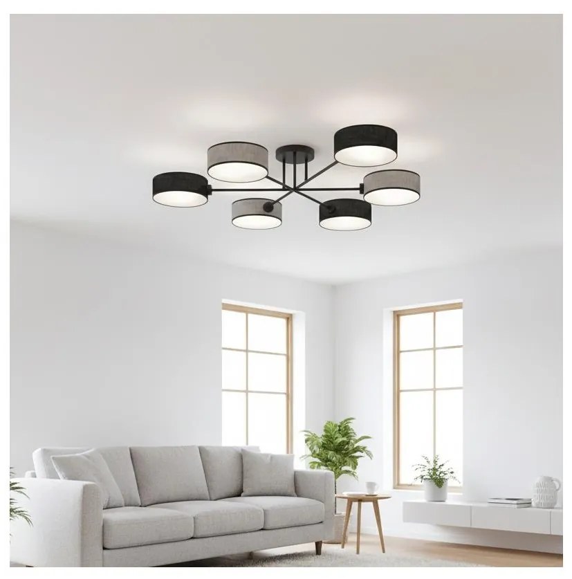 Przysufitowy żyrandol MAGA 6xE14/10W/230V czarny/szary