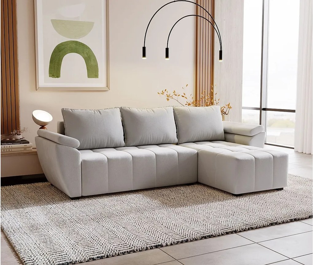 BEDANTE narożnik ZEUS L Monolith 84 prawy szary z funkcją spania sofa w kształcie litery L z pojemnikiem na pościel kanapa do salonu sofa rozkładana