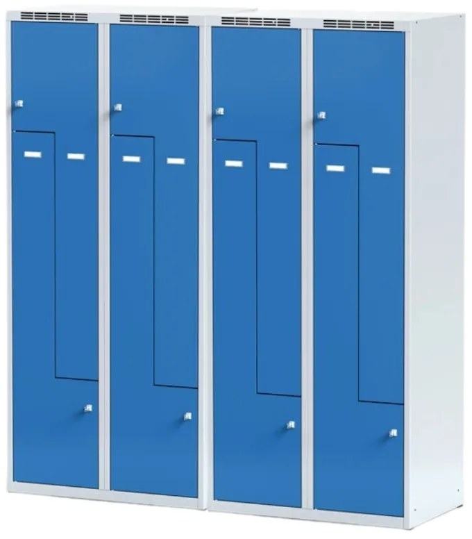 Alfa 3 Metalowa szafka ubraniowa Z na cokole, 4-drzwiowa, 1920 x 800 x 500 mm, zamek cylindryczny, drzwi ciemnoszare