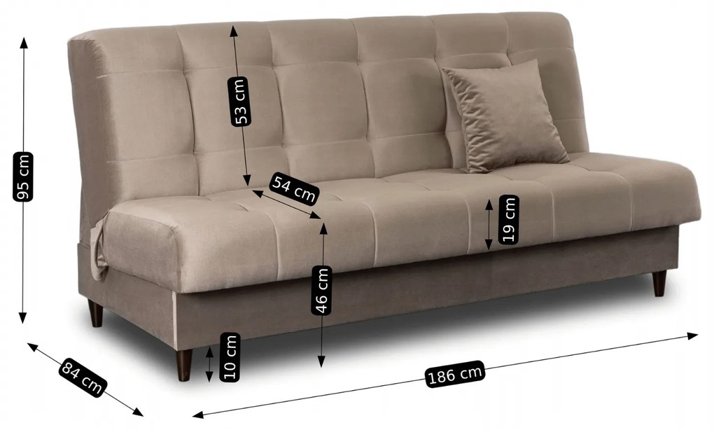 Sofa z Funkcją Spania LIMA Rozkładana Wersalka Dwuosobowa Beżowa Nowoczesna do Salonu