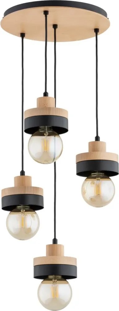 Żyrandol na kablu LARSO 4xE27/15W/230V czarny/beżowy