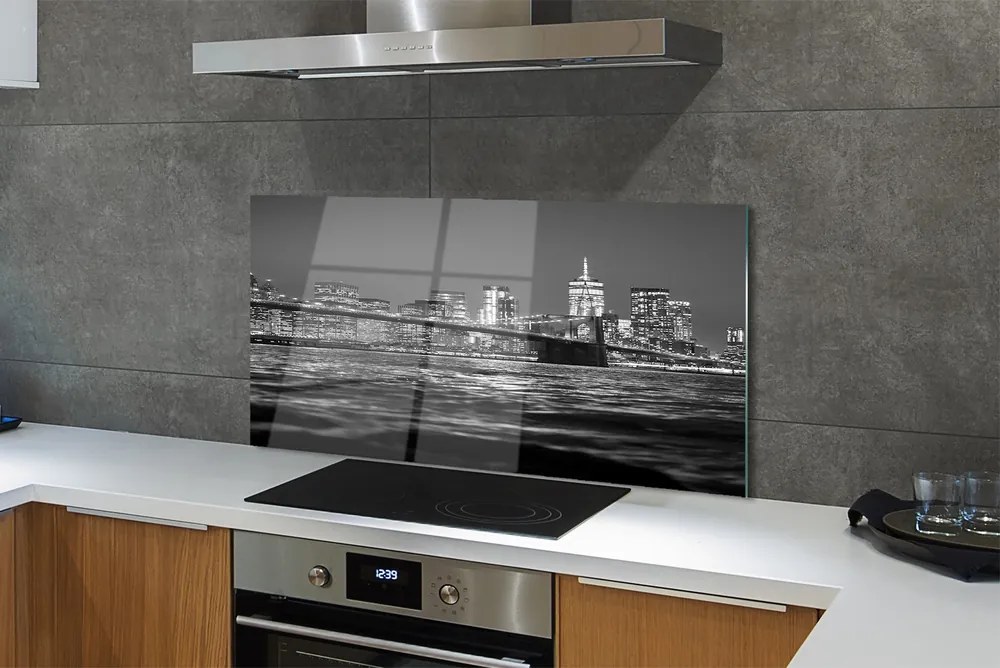 Panel Szklany Szeroka Panorama Mostu na Rzece