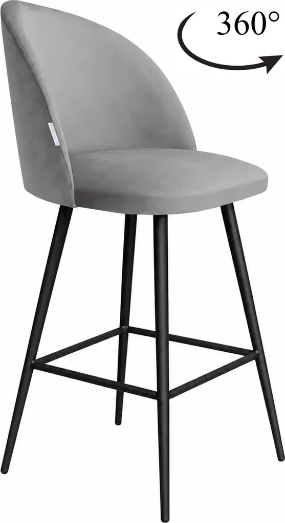 Hoker Colin krzesło barowe tkanina Welur podstawa metalowa hoker nowoczesny : Kolor nogi - Czarna stożek, Kolor tkaniny - VELVET - MG17, Typ siedziska - Siedzisko obrotowe 360°