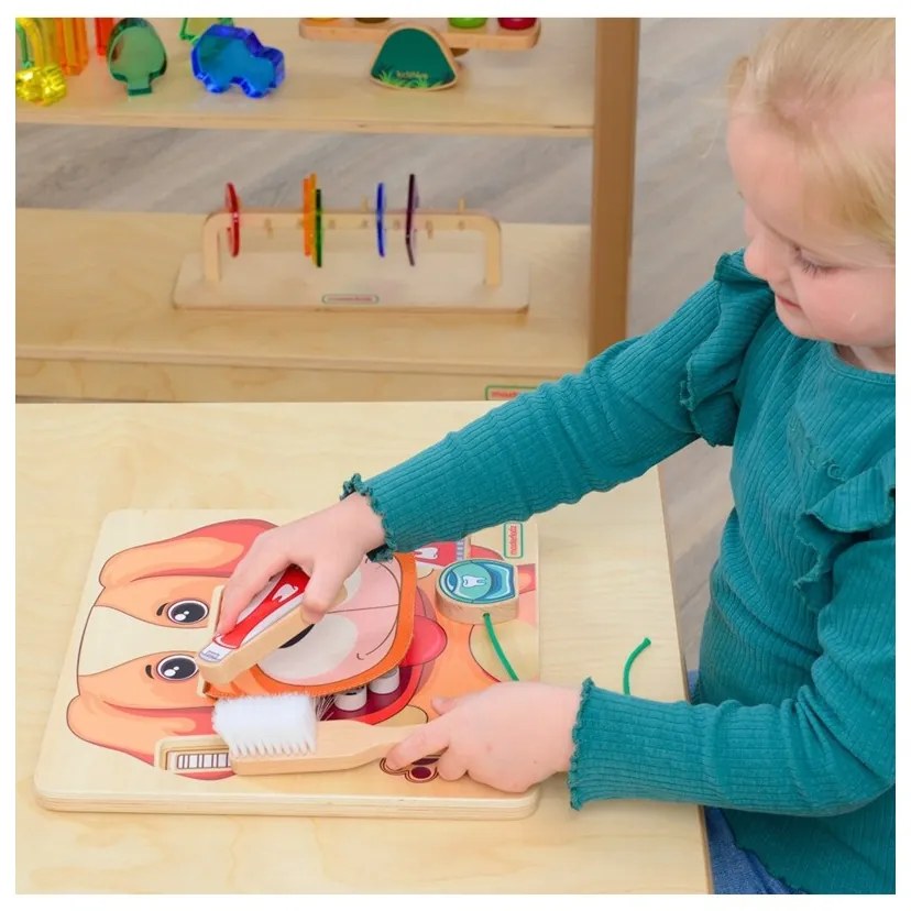 Masterkidz nauka zdrowej higieny jamy ustnej na przykładzie pieska - tablica ścienna edukacyjna montessori