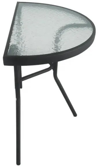 Półokrągły stolik ogrodowy z szklanym blatem ISLAND 70x40 cm, czarny