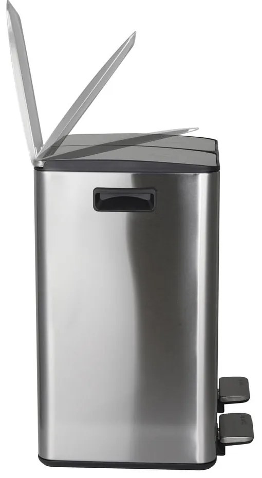 Stalowy kosz na śmieci 2x20 l do segregacji odpadów/z pedałem w kolorze matowego srebra Aliya – Spirella