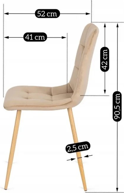 Krzesło Tapicerowane do Jadalni FREDY Beżowe Welurowe Nowoczesne Loft