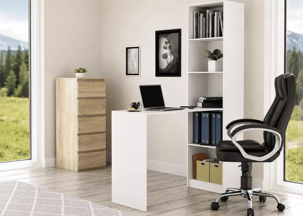 Minimalistyczny regał Roni z biurkiem 50 cm