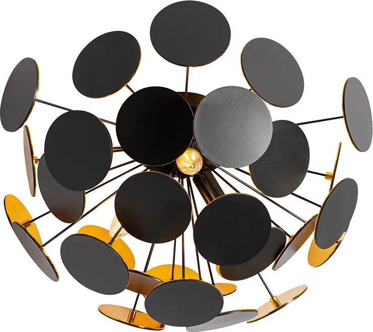 Designerska lampa wisząca czarna ze złotem 54cm 3-światła - Cerchio