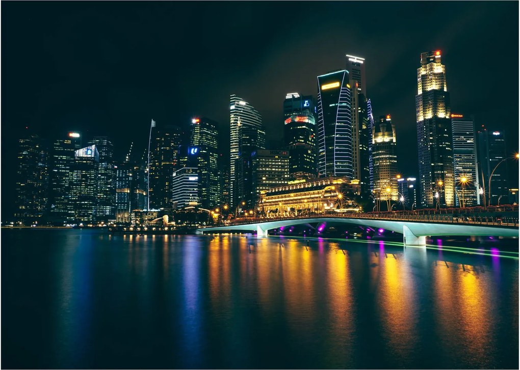 Obraz na szkle Singapuru nocą (70x50 cm)
