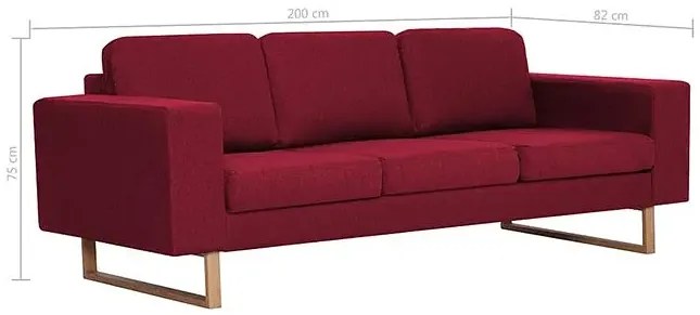 Elegancka trzyosobowa sofa Ladi 3x - czerwone wino