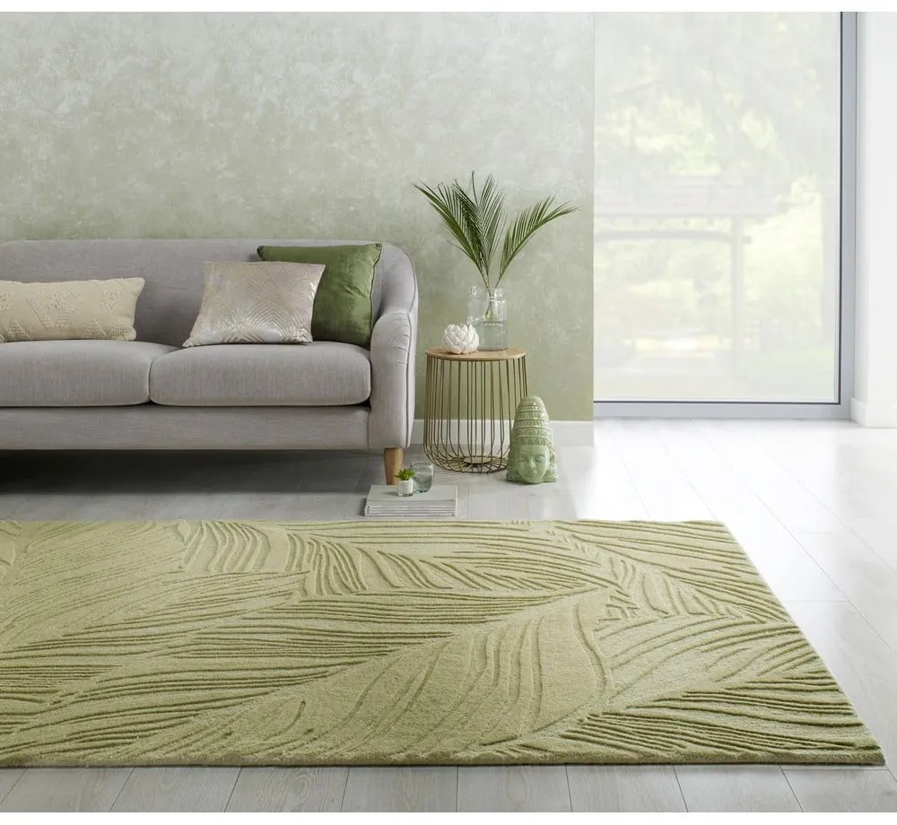 Zielony wełniany dywan 200x290 cm Lino Leaf – Flair Rugs