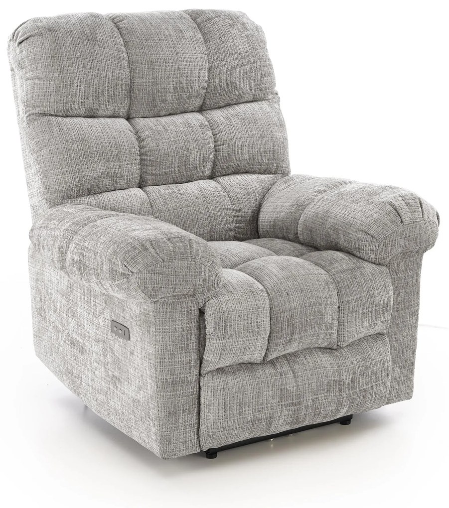 Fotel wypoczynkowy elektrycznie rozkładany popielaty AMORE