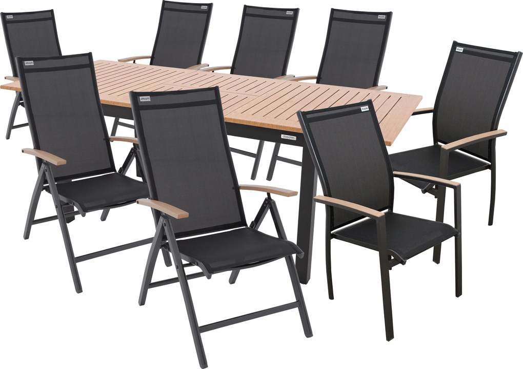 Doppler EXPERT WOOD ogrodowy zestaw wypoczynkowy 6+2+1 antracyt