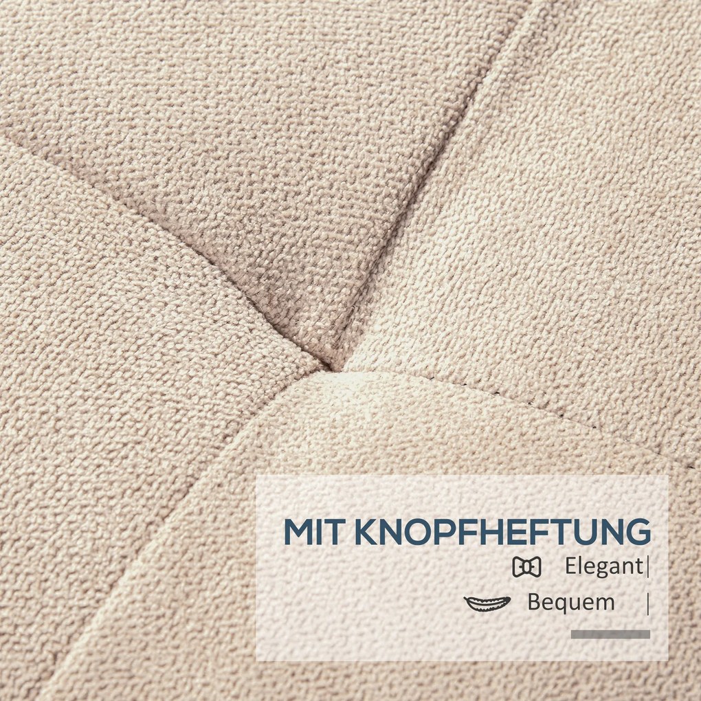 HOMCOM Ławka tapicerowana z miejscem do przechowywania, Guziki, do 120 kg, 125 x 49 x 41,5 cm, Beżowy