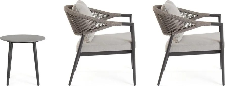 Aluminiowy zestaw mebli ogrodowych w kolorze khaki-szarobrązowym dla 2 osób Millor – Bizzotto
