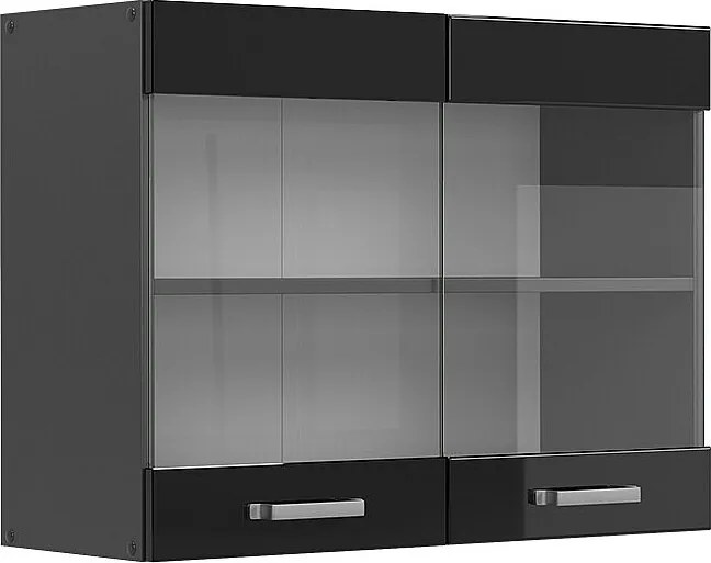 Szklana szafka kuchenna czarny wysoki połysk 80x31x60 r-line