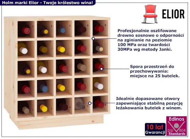 Skandynawska sosnowa szafka na wino Elodos 13X