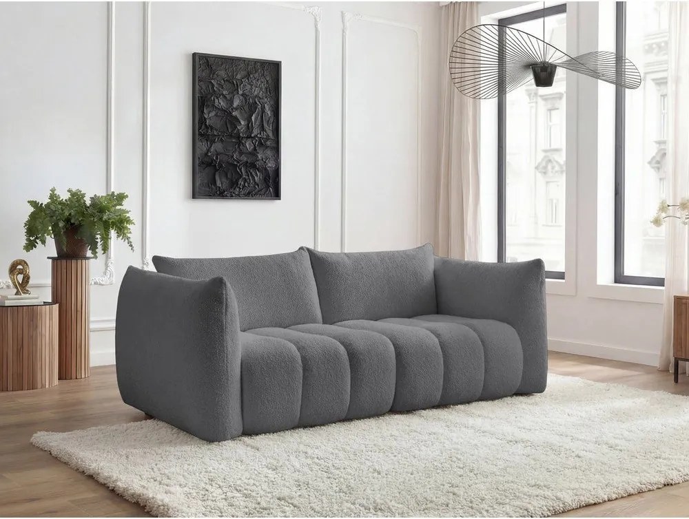 Szara sofa z materiału bouclé 234 cm Azra – Bobochic Paris