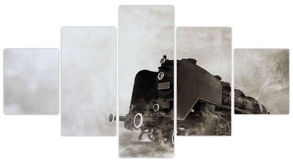 Obraz - Pociąg we mgle (125x70 cm)