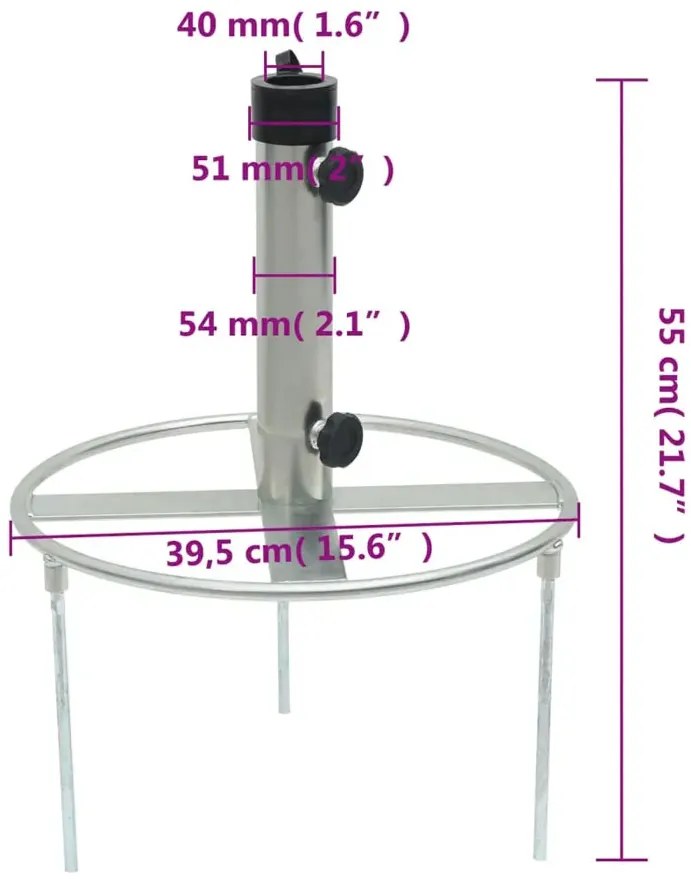 Wbijany stojak na parasol ogrodowy - Bafi 5X