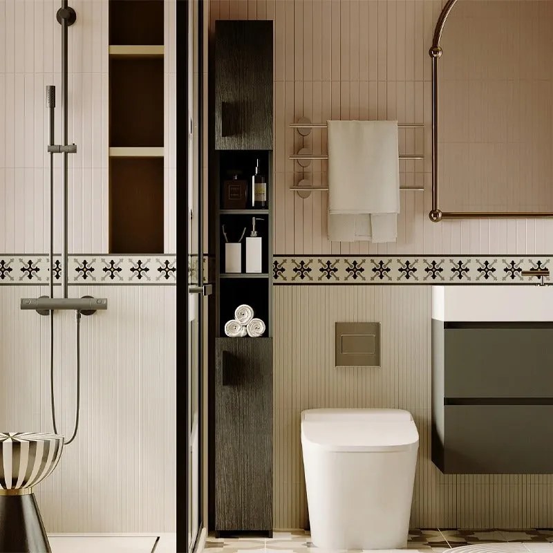 Regał łazienkowy stojący szafa czarny loft szafka półka słupek wysoki wąski