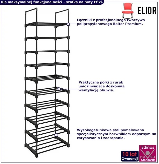 Regał Na Czarny Metalowy Buty E6-F50