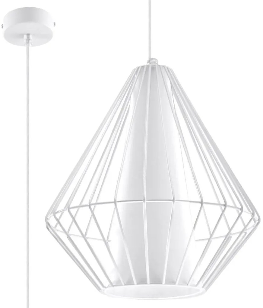 Lampa loftowa wisząca druciana biały T8-R89